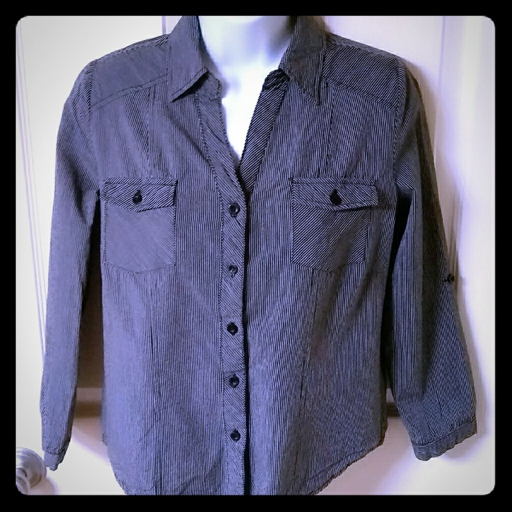 Poetry clothing medium dark blue button-down shirt